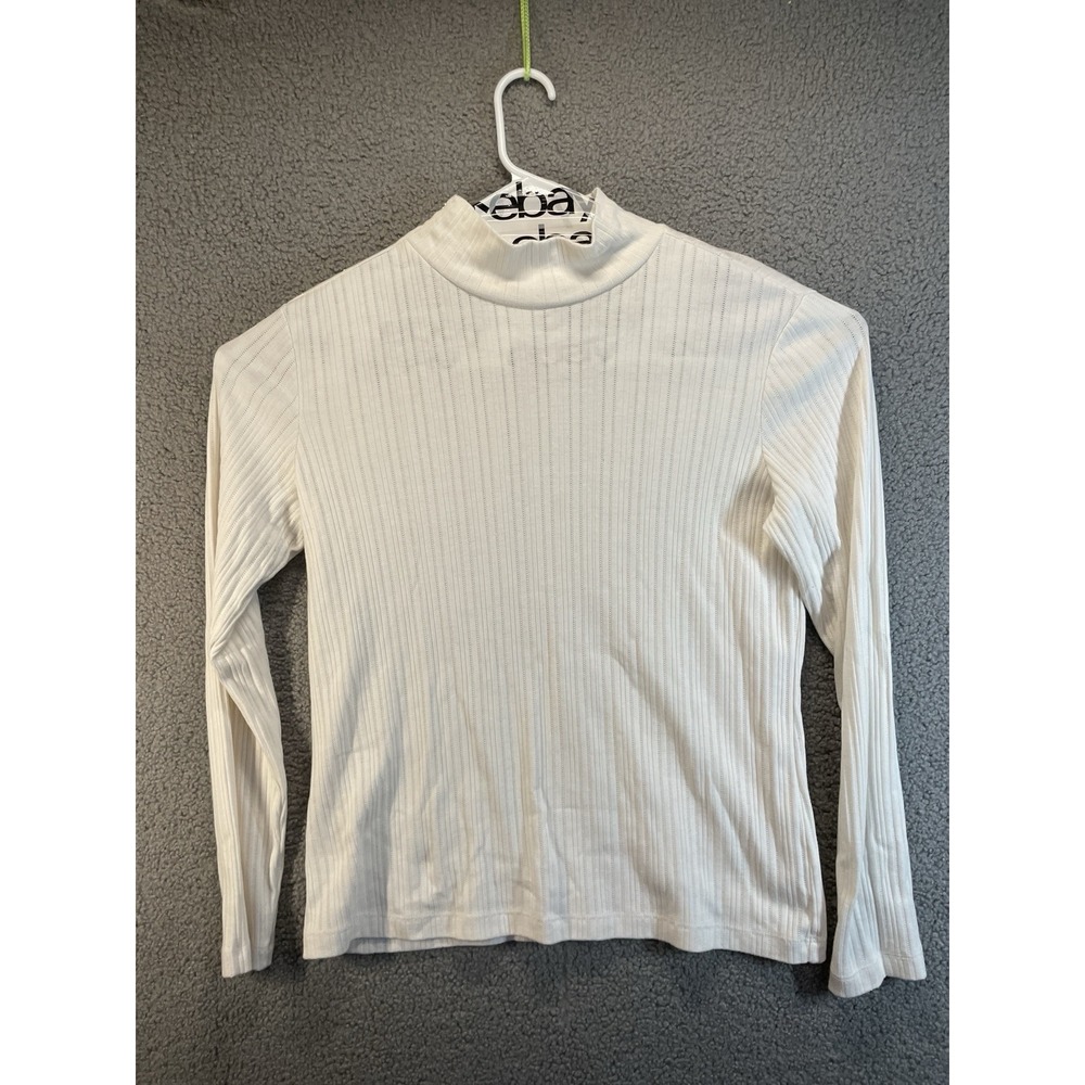 Croft & Barrow Shirt Women's Large White Long Sleeve 60%‎ Cotton 40% Polyester
